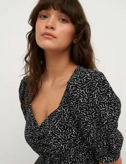 Buy ✔️ Nobody's Child 👗 Dresses Printed Puff Sleeve Midaxi Tea 👗 Dress 🔥 -New In Womens Sales 2022 SD 01 T82 2911 Y4 X EC 4