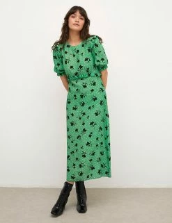 Deals ✔️ Nobody's Child 👗 Dresses Floral Frill Detail Midaxi Tea 👗 Dress ❤️