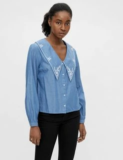 Cheapest 😍 OBJECT Women Pure Cotton Collared Long Sleeve Top 🎁 -New In Womens Sales 2022 SD 01 T82 4768 E4 X EC 2