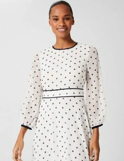 Wholesale 😉 HOBBS 👗 Dresses Polka Dot Round Neck Midi Waisted 👗 Dress ✔️ -New In Womens Sales 2022 SD 01 T83 1036 Z4 X EC 1