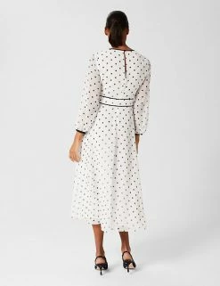 Wholesale 😉 HOBBS 👗 Dresses Polka Dot Round Neck Midi Waisted 👗 Dress ✔️ -New In Womens Sales 2022 SD 01 T83 1036 Z4 X EC 2