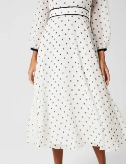 Wholesale 😉 HOBBS 👗 Dresses Polka Dot Round Neck Midi Waisted 👗 Dress ✔️ -New In Womens Sales 2022 SD 01 T83 1036 Z4 X EC 3