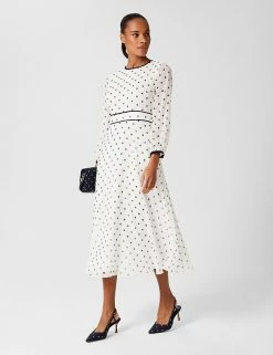 Wholesale 😉 HOBBS 👗 Dresses Polka Dot Round Neck Midi Waisted 👗 Dress ✔️ -New In Womens Sales 2022 SD 01 T83 1036 Z4 X EC 4