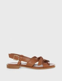 Outlet ⌛ HOBBS Leather Strappy Flat 🩴 Sandals 🤩