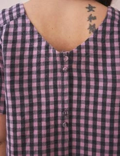 Deals 😉 White Stuff 👕 Shirts & Blouses Pure Linen Checked Short Sleeve Blouse 🎉 -New In Womens Sales 2022 SD 01 T83 1346 A4 X EC 1