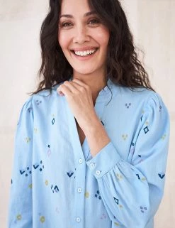 Buy ⌛ White Stuff Women Pure Cotton Embroidered Long Sleeve Blouse 😍 -New In Womens Sales 2022 SD 01 T83 2059 E4 X EC 1