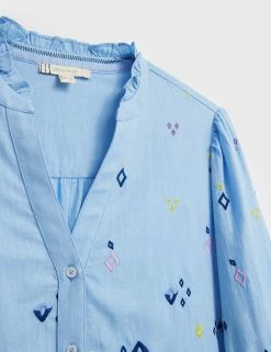 Buy ⌛ White Stuff Women Pure Cotton Embroidered Long Sleeve Blouse 😍 -New In Womens Sales 2022 SD 01 T83 2059 E4 X EC 4
