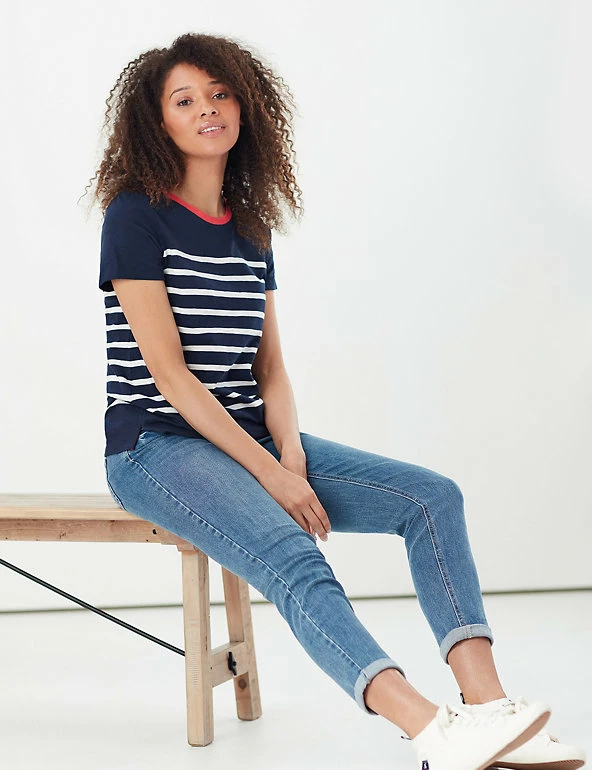 Best Pirce ๐ Joules Women Pure Cotton Striped Round Neck T-Shirt ๐ 4 Best Pirce ๐ Joules Women Pure Cotton Striped Round Neck T-Shirt ๐ - Image 4