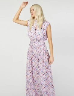 Deals 🎉 Little Mistress X Vogue Williams 👗 Dresses Checked High Neck Maxi Waisted 👗 Dress 🔥 -New In Womens Sales 2022 SD 01 T83 2917 ZZ X EC 2