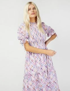 Coupon ✨ Little Mistress X Vogue Williams 👗 Dresses Checked High Neck Midaxi Tiered 👗 Dress 🌟 -New In Womens Sales 2022 SD 01 T83 2918 ZZ X EC 2