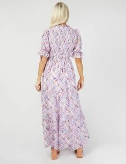 Coupon ✨ Little Mistress X Vogue Williams 👗 Dresses Checked High Neck Midaxi Tiered 👗 Dress 🌟 -New In Womens Sales 2022 SD 01 T83 2918 ZZ X EC 3