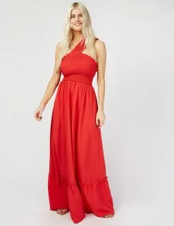 Best Sale 🔥 Little Mistress X Vogue Williams 👗 Dresses One Shoulder Shirred Maxi Smock 👗 Dress 🤩 -New In Womens Sales 2022 SD 01 T83 2937 B0 X EC 1