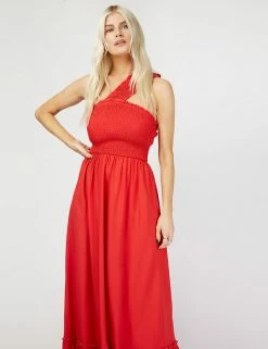 Best Sale 🔥 Little Mistress X Vogue Williams 👗 Dresses One Shoulder Shirred Maxi Smock 👗 Dress 🤩 -New In Womens Sales 2022 SD 01 T83 2937 B0 X EC 2