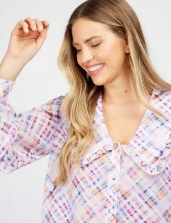 Best reviews of 🎉 Little Mistress X Vogue Williams 👚 Shirts & Blouses Checked Collared Long Sleeve 👚 Shirt ✔️ -New In Womens Sales 2022 SD 01 T83 2979 ZZ X EC 4