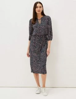 Best deal 👍 Phase Eight 👗 Dresses Geometric Tie Neck Waisted 👗 Dress 👍 -New In Womens Sales 2022 SD 01 T83 3089 ZZ X EC 2