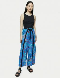 Cheapest ⌛ Jigsaw Trousers Floral Belted Wide Leg Culottes 🤩 -New In Womens Sales 2022 SD 01 T83 3868 E4 X EC 1