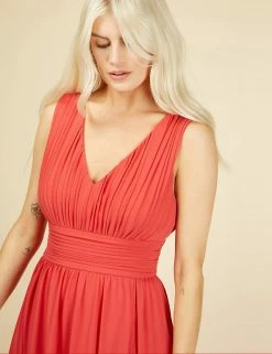 Best Pirce 😀 Little Mistress 👗 Dresses V-Neck Pleated Maxi Waisted 👗 Dress ⌛ -New In Womens Sales 2022 SD 01 T83 3993 CJ X EC 2