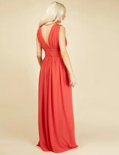 Best Pirce 😀 Little Mistress 👗 Dresses V-Neck Pleated Maxi Waisted 👗 Dress ⌛ -New In Womens Sales 2022 SD 01 T83 3993 CJ X EC 3