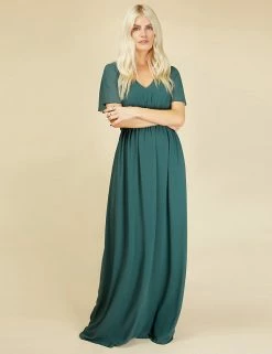 Promo 😀 Little Mistress 👗 Dresses V-Neck Angel Sleeve Maxi Waisted 👗 Dress ✨ -New In Womens Sales 2022 SD 01 T83 3996 RN X EC 0