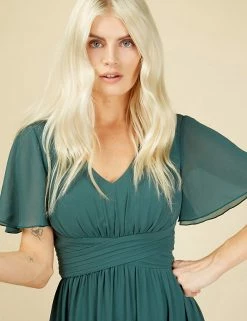 Promo 😀 Little Mistress 👗 Dresses V-Neck Angel Sleeve Maxi Waisted 👗 Dress ✨ -New In Womens Sales 2022 SD 01 T83 3996 RN X EC 2