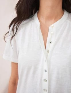 Best Sale 🔥 White Stuff 👕 Shirts & Blouses Pure Cotton Jersey Longline 👕 Shirt 👏 -New In Womens Sales 2022 SD 01 T83 4477 Z0 X EC 2