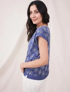 Budget 😀 White Stuff Women Pure Cotton Floral Slash Neck T-Shirt 🌟 -New In Womens Sales 2022 SD 01 T83 4484 E4 X EC 1