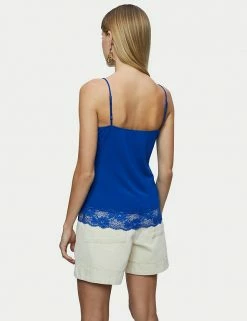 Best reviews of 🔔 Jigsaw Women Modal Rich V-Neck Lace Detail Vest Top ✨ -New In Womens Sales 2022 SD 01 T83 5345 E0 X EC 1