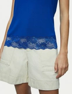 Best reviews of 🔔 Jigsaw Women Modal Rich V-Neck Lace Detail Vest Top ✨ -New In Womens Sales 2022 SD 01 T83 5345 E0 X EC 3