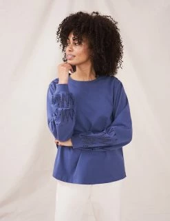 Budget 🥰 White Stuff Sweatshirts Pure Cotton Cutwork Detail Sweatshirt 🎉