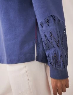 Budget 🥰 White Stuff Sweatshirts Pure Cotton Cutwork Detail Sweatshirt 🎉 -New In Womens Sales 2022 SD 01 T83 5516 E0 X EC 2