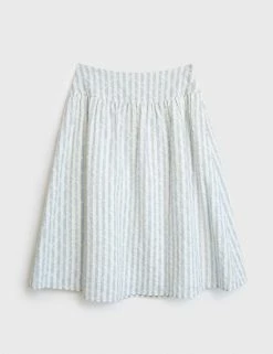 Hot Sale 😀 White Stuff 👗 Skirts Pure Cotton Striped Midi A-Line 👗 Skirt ⭐