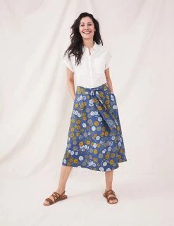 Deals 🛒 White Stuff 👗 Skirts Pure Linen Floral Midi Wrap 👗 Skirt 💯