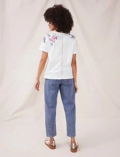 Best Sale ✔️ White Stuff Women Organic Cotton Floral Crew Neck T-Shirt 🥰 -New In Womens Sales 2022 SD 01 T83 6722 Z4 X EC 1