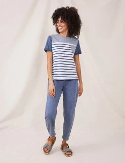 Best Pirce ⌛ White Stuff Women Organic Cotton Striped Crew Neck T-Shirt 🧨