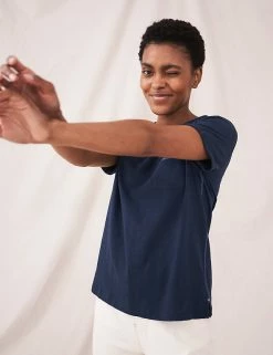 New 🎉 White Stuff Women Pure Cotton Crew Neck T-Shirt ⭐ -New In Womens Sales 2022 SD 01 T83 6725 F0 X EC 0