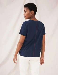 New 🎉 White Stuff Women Pure Cotton Crew Neck T-Shirt ⭐ -New In Womens Sales 2022 SD 01 T83 6725 F0 X EC 1