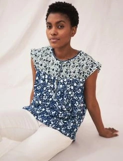 Wholesale 🛒 White Stuff Vests Pure Cotton Floral Sleeveless Vest Top ⭐