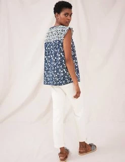 Wholesale 🛒 White Stuff Vests Pure Cotton Floral Sleeveless Vest Top ⭐ -New In Womens Sales 2022 SD 01 T83 6728 F4 X EC 1