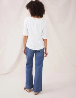 Best Sale 🎁 White Stuff Women Pure Cotton Jersey Embroidered T-Shirt ⌛ -New In Womens Sales 2022 SD 01 T83 6730 Z0 X EC 1