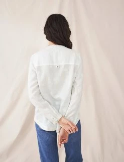 Outlet 😍 White Stuff 👕 Shirts & Blouses Pure Linen Collarless 👕 Shirt 👍 -New In Womens Sales 2022 SD 01 T83 6742 Z0 X EC 1