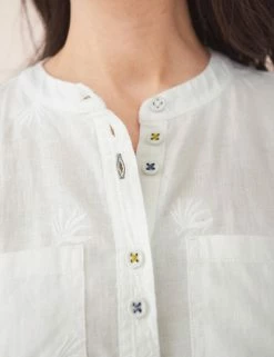 Outlet 😍 White Stuff 👕 Shirts & Blouses Pure Linen Collarless 👕 Shirt 👍 -New In Womens Sales 2022 SD 01 T83 6742 Z0 X EC 2