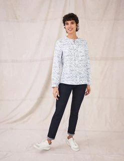 Budget 👍 White Stuff 👕 Shirts & Blouses Pure Linen Printed Long Sleeve 👕 Shirt 😉