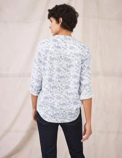 Budget 👍 White Stuff 👕 Shirts & Blouses Pure Linen Printed Long Sleeve 👕 Shirt 😉 -New In Womens Sales 2022 SD 01 T83 6743 Z4 X EC 1