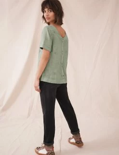 Wholesale 🔥 White Stuff Women Pure Linen Embroidered Short Sleeve Top 🌟 -New In Womens Sales 2022 SD 01 T83 6745 J0 X EC 1