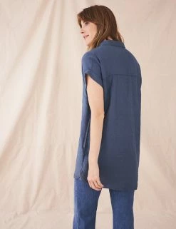 Discount 🎁 White Stuff Tunics Pure Linen Collared Short Sleeve Tunic ✔️ -New In Womens Sales 2022 SD 01 T83 6752 E0 X EC 1