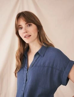 Discount 🎁 White Stuff Tunics Pure Linen Collared Short Sleeve Tunic ✔️ -New In Womens Sales 2022 SD 01 T83 6752 E0 X EC 2