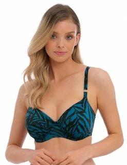 Coupon ⭐ Fantasie 👙 Bikinis Palmetto Printed Wired Scoop Neck 👙 Bikini Top (D-F) 😀