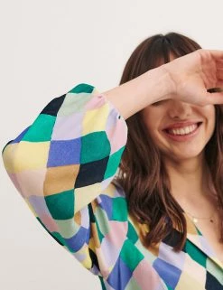 Best deal 🎁 Nobody's Child 👗 Dresses Geometric Print Mini 👚 Shirt 👗 Dress 🌟 -New In Womens Sales 2022 SD 10 T82 1239 ZZ X EC 3