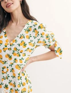 Top 10 ⌛ Nobody's Child 👗 Dresses Orange Print V-Neck Midi Tea 👗 Dress 😉 -New In Womens Sales 2022 SD 10 T82 1244 Z4 X EC 3