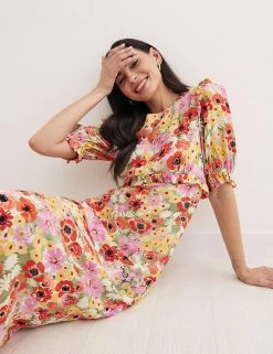 Hot Sale 🤩 Nobody's Child 👗 Dresses Ditsy Floral Frill Detail Midi Tea 👗 Dress 🎉 -New In Womens Sales 2022 SD 10 T82 1251 ZZ X EC 4